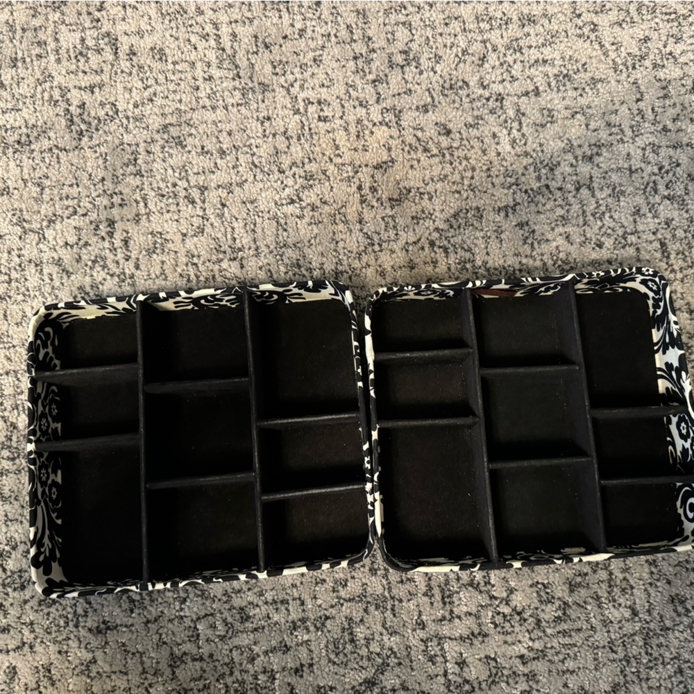 Two Black & White Jewelry Tray Organizers